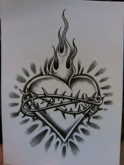 Barbwire Heart Drawing, Heart With Fire Drawing, Flaming Heart Drawing, Barbwire Drawings, Heart On Fire Drawing, Shattered Heart Tattoo, Barbwire Heart Tattoo, Burning Heart Tattoo, Heart On Fire Tattoo