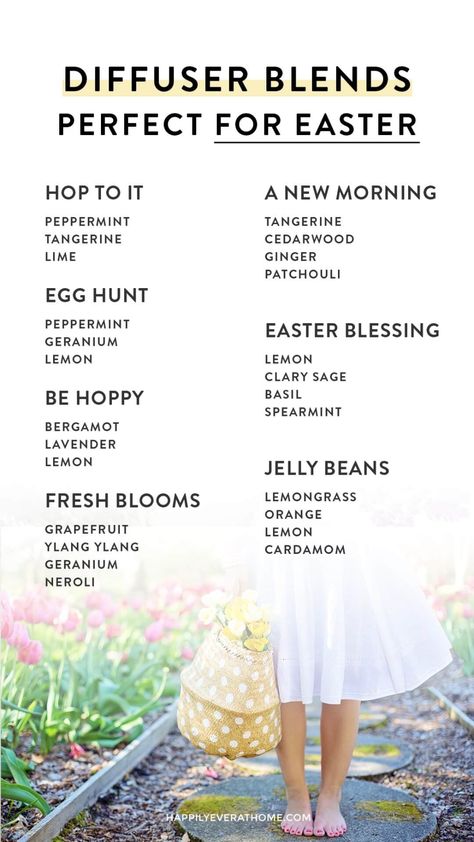 Diffuser Blends for Easter Week // 7 Essential Oil Blends You Should Try in Your Diffuser This Easter // Get out your Young Living essential oils and start diffusing these blends! April Essential Oil Diffuser Blends, April Diffuser Blends Young Living, Easter Oil Blends, Easter Diffuser Blends Young Living, April Essential Oil Blends, Easter Essential Oil Blends, Spring Diffuser Blends Young Living, April Diffuser Blends, Easter Diffuser Blends