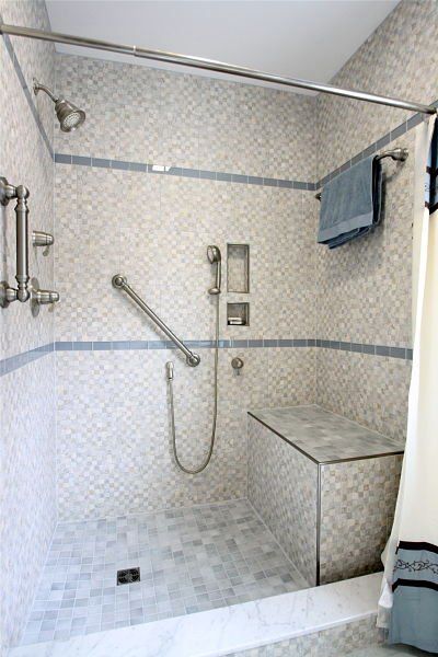 needed.” Elderly Bathroom, Accessible Bathroom Design, Ada Bathroom, Shower Grab Bar, Small Bathroom With Shower, Walk In Shower Designs, Grab Bars In Bathroom, Bathroom Shower Design, Accessible Bathroom