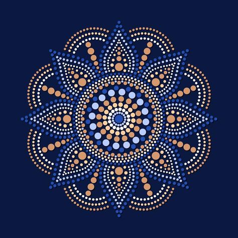 Dot painting meets mandalas. Aboriginal style of dot painting and power of mandala. Decorative flower Aboriginal Art Dot Painting, Dot Mandalas, Aboriginal Dot Painting, Aboriginal Dot Art, Mandala Painted Rocks, Mandala Rock Art, Mandala Canvas, Mandala Art Therapy, Mandala Vector