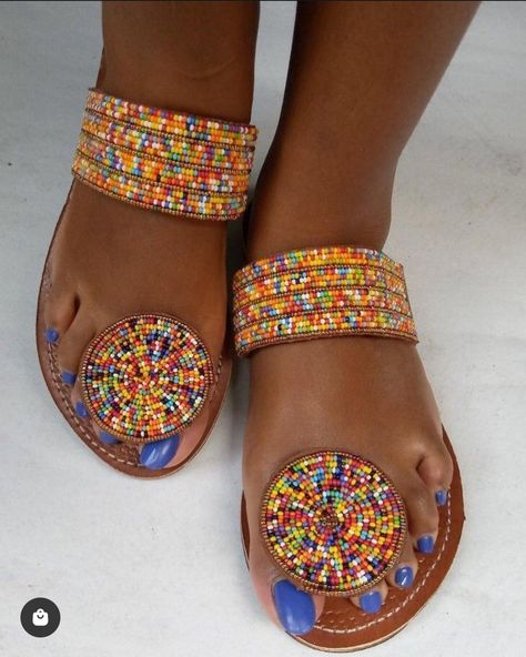 Beaded Leather Sandals, African Sandals, Beaded Flip Flops, African Shoes, Bohemian Sandals, African Bag, Beaded Shoes, Pearl Sandals, Colored Sandals