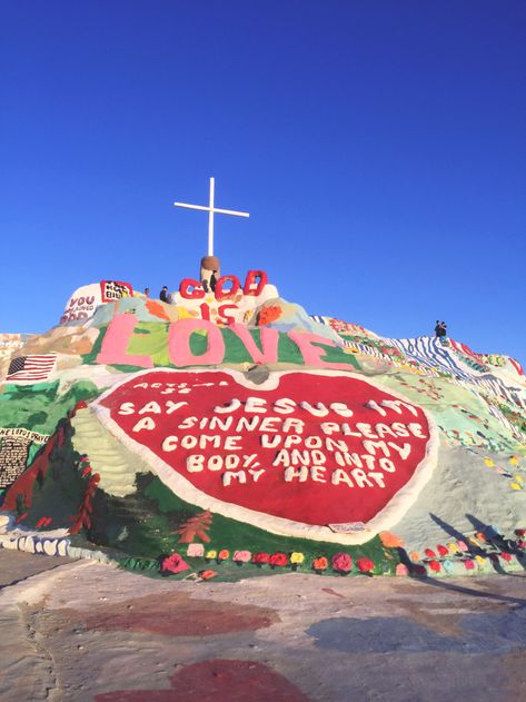 The Road To Salvation Mountain Romans Road To Salvation, Roman's Road To Salvation, Roman’s Road To Salvation, The Salvation Army, Cabazon Dinosaurs, Ace Hotel Palm Springs, Salvation Mountain, Palm Springs Hotels, Mission Work