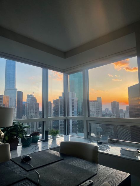 Beautiful Apartment Aesthetic, Chicago Apartment Living Room, San Francisco Penthouse, Apartments In Chicago, Chicago Apartment Interior, Chicago Apartment View, Chicago High Rise Apartment, Chicago Apartment Aesthetic, Downtown Chicago Apartment