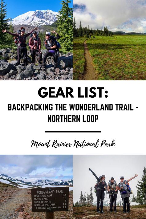 What to pack when backpacking the Wonderland Trail - Northern Loop at Mount Rainier National Park #MountRainier #WonderlandTrail #backpacking #gear Wonderland Trail Mt Rainier, Wonderland Trail, Gear List, Backpacking Trip, Mount Rainier National Park, Rainier National Park, Backpacking Gear, Usa Travel Destinations, Travel Time