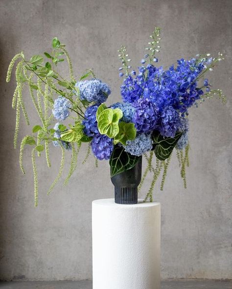 Blue Flowers Arrangements, Blue Floral Arrangements, Blue Floral Bouquet, Delphinium Blue, Blue Flower Arrangements, Blue Flowers Bouquet, Summer Flower Arrangements, Filler Flowers, Modern Wedding Flowers