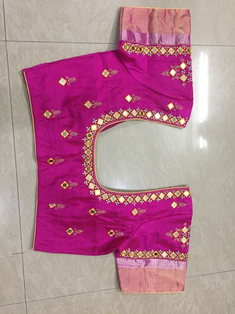 Maggam Work Blouse Designs Latest, Work Blouse Designs Latest, Mirror Blouse Design, Work Blouse Designs, Mirror Work Blouse Design, Maggam Work Blouse, Mirror Work Blouse, Blouse Embroidery, Wedding Blouse Designs