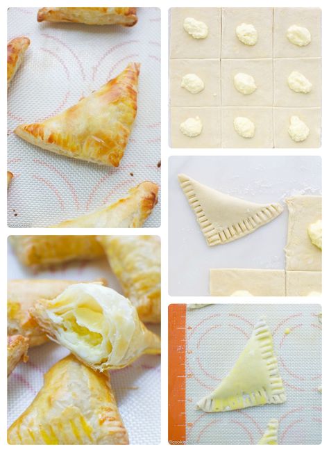 Puff-Pastry-And-Feta-Triangles One Bite Appetizers, Feta Cheese Recipes, Puff Pastry Appetizers, Cheese Puff Pastry, Feta Recipes, Best Party Food, Amazing Appetizers, Greek Dishes, Puff Pastry Recipes