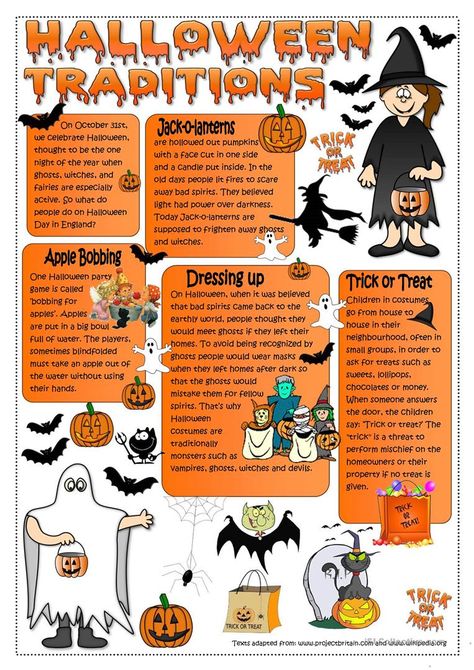 Halloween Traditions Halloween Lesson, Halloween History, Halloween Resources, Halloween Reading, Halloween Worksheets, Halloween Traditions, Halloween Activity, English For Kids, English Activities