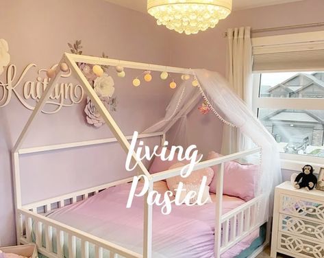 Bedroom Fairy Lights, Kids House Bed, String Lights For Bedroom, Baby Girl Room Ideas, Cotton Ball String Lights, House Beds For Kids, Girls Bedroom Makeover, Ideas Habitaciones, Toddler Room Ideas