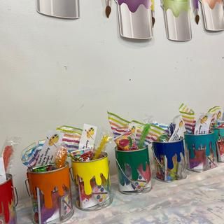 Oriental Trading : Customer Reviews : Paint Bucket Favor Containers - 6 Pc. Paint Bucket Party Favors, Paint Can Party Favors, Bucket Centerpiece, Painting Birthday Party, Graduation Party Centerpieces, Painting Birthday, Paint Buckets, Art Party, Paint Cans