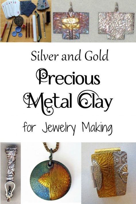 An introduction to silver and gold precious metal clay and a guide to recommended metal clay artists, teachers, organizations and projects suitable for metal clay beginners. Education and inspiration. Precious Metal Clay Tutorial, Metal Clay Tutorial, Metal Clay Art, Concrete Creations, Pmc Clay, Hantverk Diy, Precious Metal Clay Jewelry, Pmc Jewelry, Art Clay Silver