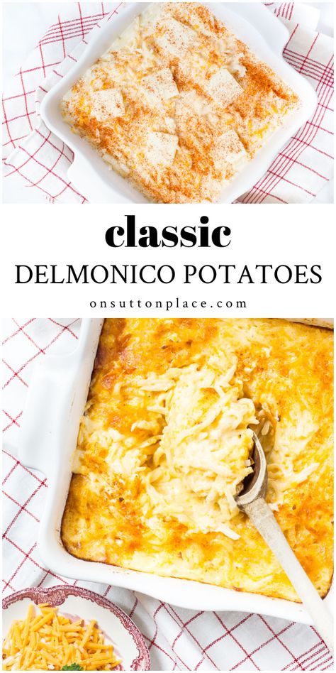 Classic Delmonico Potatoes recipe is a make-ahead casserole and the perfect side dish for beef, pork, or chicken. Easy, & so delicious! Simply Potatoes Recipes, Delmonico Potatoes, Cheesy Potatoes Recipe, Simply Potatoes, Delicious Sides, Shredded Potatoes, Football Snacks, Chicken Easy, Potato Recipes Side Dishes