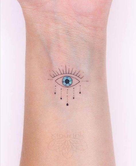 Evil Eye Wrist Tattoo, Ojo Turco Tattoo, Simple Evil Eye Tattoo, Greek Evil Eye Tattoo, Pixie Tattoo, Hamsa Hand Tattoo, Evil Eye Tattoo, Small Heart Tattoos, Minimal Tattoo Design