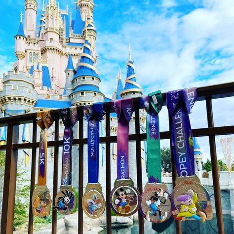 Pictures At Disney World, Medal Pictures, Disney Run, Disney Princess Marathon, 2024 Mindset, Disney 5k, Dopey Challenge, Disney Half Marathon, Walt Disney World Marathon