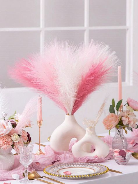 15Pcs Artificial Pampas Grass 54cm/21.28in Fluffy Faux Flower Pink, White, Deep Pink Colored Artificial Reed Faux Pampas Grass For Home Farmhouse Decor, For Bohemian Decor, Artificial Flower Fake Pampas Decor, Vase Filler Room Decoration, Wedding CenterpiecesI discovered amazing products on SHEIN.com, come check them out! Pampas Grass Home Decor, Wedding Decor Vases, Pink Pampas Grass, Faux Pampas, Pampas Grass Decor, Grass Decor, Decor Vase, Vase Fillers, Fall Nail Colors