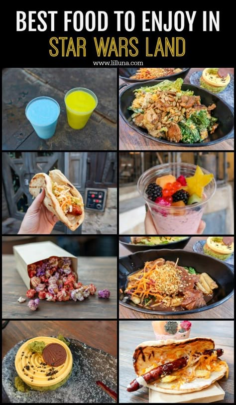 A guide to all the best food at Star Wars Galaxy's Edge. From the restaurants, stands and more to the menu and favorite items from each place, we are sharing it all! Star Wars Themed Food, Sticky Pork Ribs, Star Wars Land, Disneyland Star Wars, Star Wars Theme Party, Star Wars Food, Star Wars Galaxy's Edge, Pinterest Trends, Disney World Restaurants