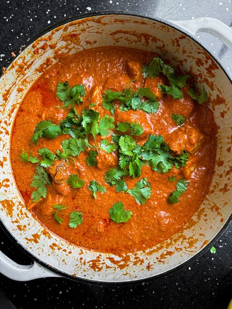 Ruby Chicken, Indian Takeout, Fenugreek Leaves, Butter Chicken Recipe, Boneless Skinless Chicken Thighs, Red Tomato, Skinless Chicken Thighs, Red Chili Powder, Boneless Skinless Chicken