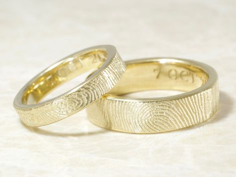 Finger Print Wedding Bands, Fingerprint Wedding Bands, Fingerprint Wedding, Fairy Wings Costume, Mallorca Wedding, Fingerprint Ring, Memorial Art, Wax Ring, Custom Wedding Band