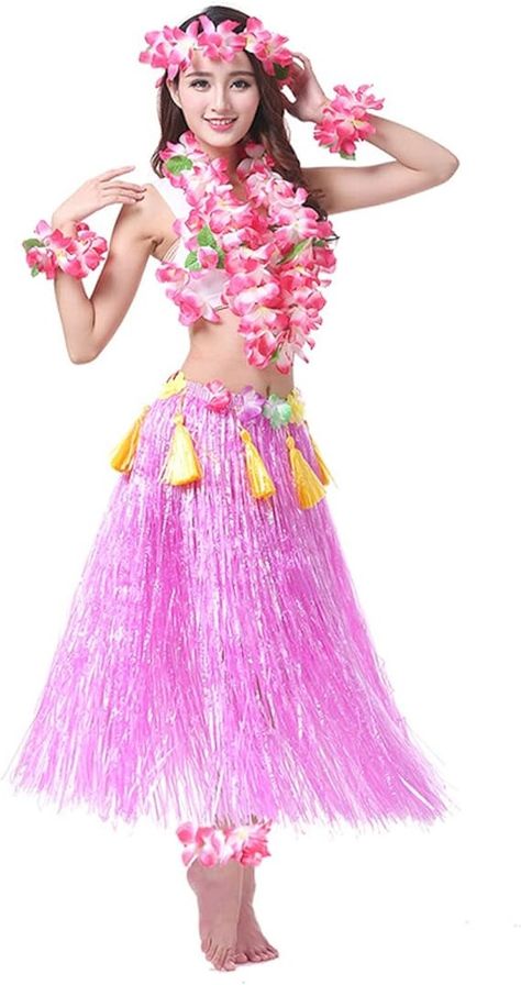 Amazon.com: Mistari Hula Grass Skirts for Adults Hula Skirts for Women with Flower Leis Hawaiian Costumes for Luau Party, 1 Set 80 CM (Pink) : Clothing, Shoes & Jewelry Hawaiian Costumes, Hawaiian Costume, Luau Outfits, Hawaiian Party Theme, Fancy Dress Ball, Hula Skirt, Grass Skirt, Flower Costume, Hula Dance