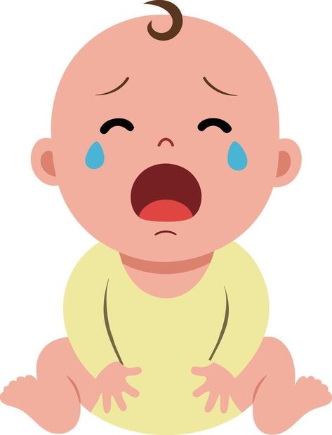 vector illustration of Crying baby boy Crying Clipart, Baby Drawing Easy, Nicu Crafts, Crying Cartoon, Baby Cry, Kids Falling, Crying Baby, Baby Illustration, Baby Drawing