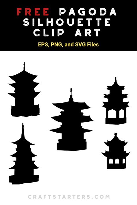 Japanese Svg Free, Pagoda Silhouette, Temple Silhouette, Japanese Silhouette, Maze Ideas, Line Sculpture, Chinese Tree, Building Silhouette, Zen Circle