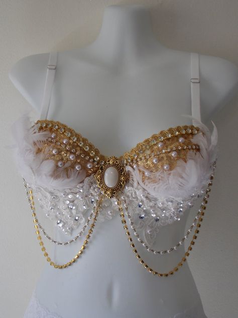 Bedazzled Bra, Decorated Bras, Bling Bra, Crystal Bra, Diy Bra, Womens Costumes, Rhinestone Bra, Edc Outfits, Rave Costumes