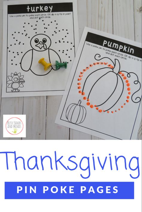 Fine motor pin poke pages for thanksgiving! Perfect for morning work tubs, Center time, or early finishers! Thanksgiving Preschool Centers, Thanksgiving Fine Motor Preschool, Thanksgiving Placemats Kindergarten, Thanksgiving Placemat Kindergarten, Thanksgiving Manipulatives For Preschool, Thanksgiving Placemats For Prek, Pumpkin Pin, Thanksgiving Kindergarten, Thanksgiving Classroom