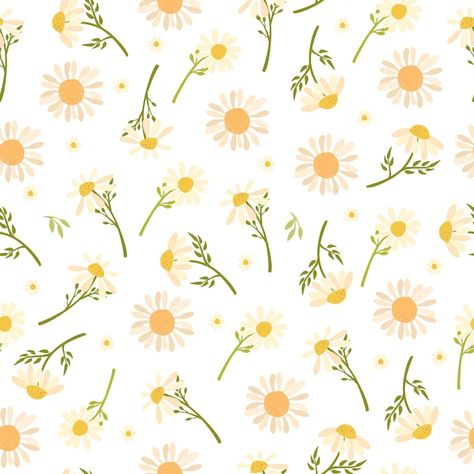 Vector daisy seamless pattern | Premium Vector #Freepik #vector #cartoon-pattern #pastel-pattern #seamless-pattern #seamless-background Flower Print Pattern, Pastel Pattern, Pastel Flowers, Daisy Pattern, Seamless Background, Daisy Print, Kids Wallpaper, Girl Pattern, Kids Prints