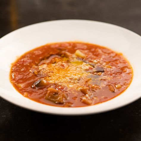 Tomato and Eggplant Soup by Ina Garten Fennel Recipes Soup, Eggplant Soup, Fennel Soup, Recipes With Ingredients, Fried Peppers, Leftovers Soup, Ina Garten Recipes, Barefoot Contessa, Savory Soups