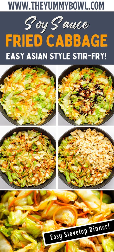 Enjoy a tasty Asian cabbage stir fry made with eggs and soy sauce! Perfect for a quick, satisfying meal. #AsianStirFry #CabbageDishes #HealthyRecipes #QuickCooking #EasyMeals Cabbage Cashew Stir Fry, Asian Fried Cabbage Recipes, Easy Cabbage Stir Fry, Meal With Cabbage, Cabbage Soy Sauce, Asian Sauteed Cabbage Recipe, Teriyaki Cabbage Stir Fry, Essen Recipes Cabbage With Eggs, Asian Fried Cabbage