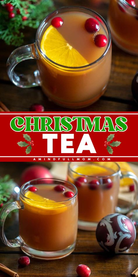 Cozy up with Christmas Tea, the ultimate holiday drink recipe! This easy drink recipe blends aromatic tea with cloves, cinnamon, and a blend of fruit juices. Enjoy it warm or cold with black tea, pineapple juice, orange juice, cranberry juice, and fresh lemon. Brew and savor the joy! Holiday Spiced Tea, Hot Black Tea Recipes, Christmas Spiced Tea, Spiced Tea Recipe Homemade, Warm Tea Recipes, Clove Tea Recipes, Raspberry Tea Recipe, Hot Cranberry Tea Recipe, Christmas Tea Recipe