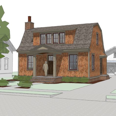 Small Dutch Colonial House Plans, Dutch Colonial Cottage, Gambrel Roof House Plans, Gambrel Addition, Sims Landscaping, Dutch Colonial House Plans, Mud Hall, Modern Dutch Colonial, Cabin Community