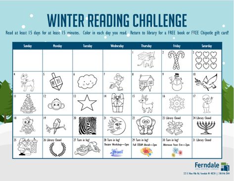 Winter Reading Challenge, Chipotle Gift Card, December Reading, Reading Incentives, Broken Book, Winter Reads, Library Lesson Plans, Teen Library, Reading List Challenge