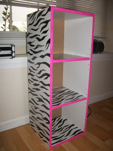 Diy 2000s Decor, 2000s Painting Ideas, Mcbling Bedrooms, 2000s Bedroom, Painted Shelves, Barbie Room Decor, Zebra Bedroom, 2000s Room, Bedroom Wall Decor Ideas