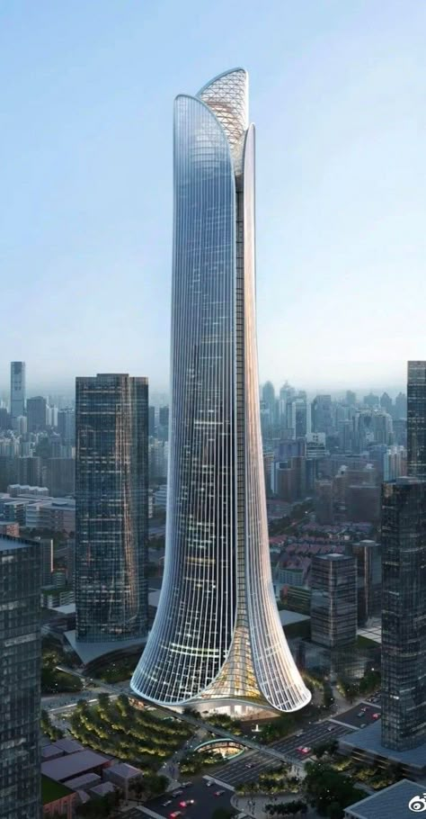 Skyscraper Architecture Concept, China Skyscrapers, New York Perspective, Skyscraper Concept, Beautiful Skyscrapers, Futuristic Skyscraper, Frameless Glass Shower Doors, Skyscraper Design, Architecture Photography Buildings