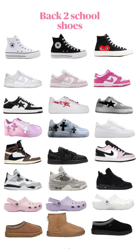 A list of back to school shoes. Nike Free Outfit, Class Outfits, Pretty Sneakers, Back To School Shoes, Preppy Shoes, Pretty Shoes Sneakers, All Nike Shoes, Shoe Wishlist