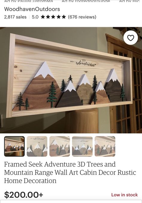 Diy Wood Mountains, Mountain Signs Wood, Wood Mountain Wall Art Diy, Mountain Art Diy, Minwax Stain Colors, Mountain Wood Art, Rustic Farmhouse Furniture, Diy Cabin, Minwax Stain