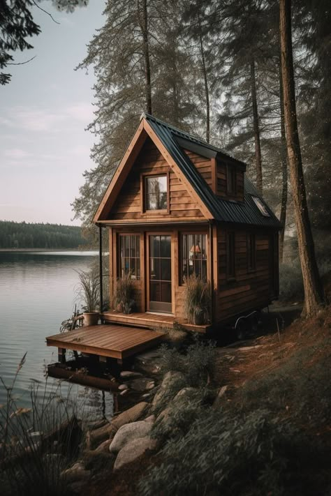 Small Log Cabin, Off Grid Cabin, Tiny House Inspiration, Little Cabin, Tiny House Interior, Tiny House Cabin, Small Cabin, Cabins And Cottages, Cabin Life