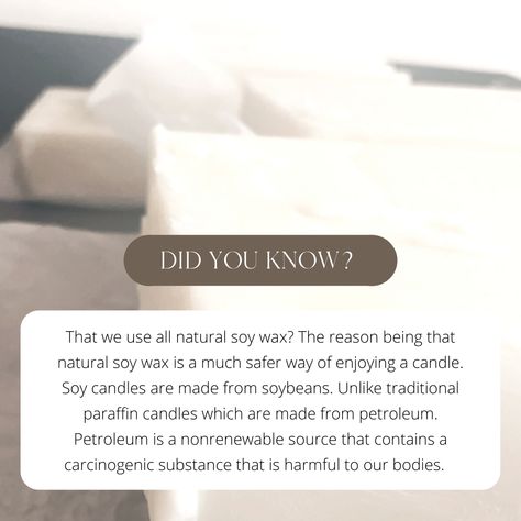 Why Soy Wax Candles, Soy Candle Facts, Contents Ideas, Candle Facts, Candle Content, Soy Candle Business, Candle Instagram, Homemade Scented Candles, Business Ppt