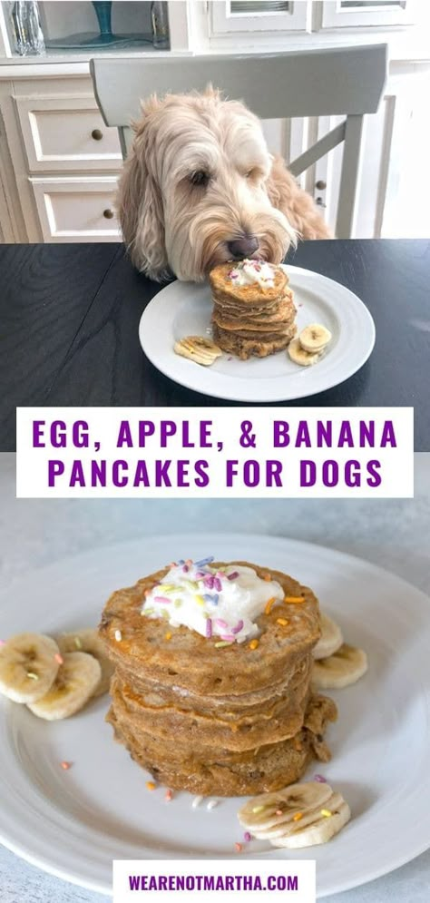 Egg, Apple, and Banana Pancakes for Dogs Waffles For Dogs Recipes For, Breakfast Dogs Recipes, Banana Pancakes For Dogs, Dog Birthday Breakfast, Dog Friendly Pancake Recipe, Breakfast For Dogs Recipes, Healthy Breakfast For Dogs, Dog Friendly Pancakes, Pancakes For Dogs Recipe