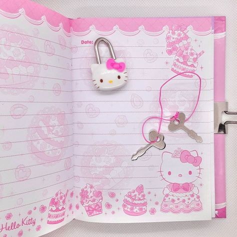 Hello Kitty Diary, Hello Kitty School Supplies, Kawaii Diary, Sanrio Core, Hello Kitty School, Charmmy Kitty, Soft Pink Theme, Pretty Pens, Pink Girly Things