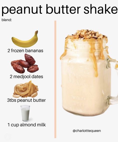 Peanut Butter Shake, Easy Healthy Smoothies, Smoothie Detox, Detox Drinks Recipes, Protein Shake Recipes, Milkshake Recipes, Hot Food, Easy Smoothie Recipes, Easy Smoothies