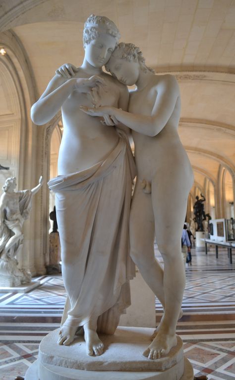 There were many feminine looking male sculptures Man And Woman Statue, Men Begging Woman Statue, Greek Lesbian Sculpture, Female Marble Sculpture, Men Adoring Women Sculpture, Cement Art, Classic Art, Sculpture Art, Greek Statue