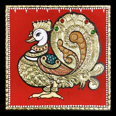 Tanjore Painting - Annapakshi Small Tanjore Painting, Simple Tanjore Painting, Ganapati Images, Blouse Painting, God Painting, Tanjore Art, Indian Traditional Paintings, Tanjore Paintings, Kerala Mural Painting