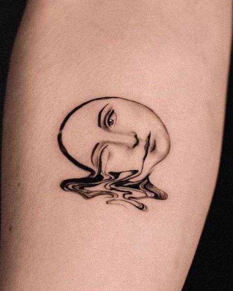 33 Sad Tattoos To Wear Your Heart On Your Sleeve - Our Mindful Life Emoji Tattoo, Melting Face, Our Mindful Life, Comic Tattoo, Mouse Tattoos, Heart On Your Sleeve, Gaming Tattoo, Face Tattoos, Face Tattoo