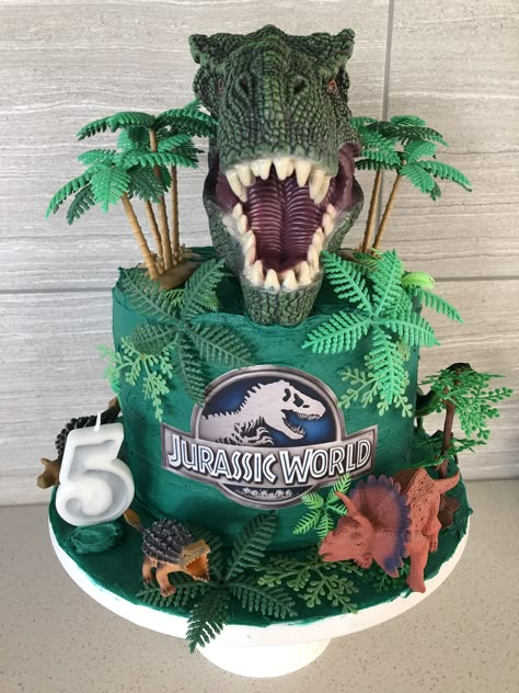 Jurassic Birthday Cake, Jurassic Park Cake Birthdays, Jurassic Park Party Cake, Jurassic World Cake Ideas, Pastel Jurassic World, World Cake Ideas, Cake Ideas Dinosaur, Jurassic Park Birthday Cake, Dinosaur Cakes For Boys