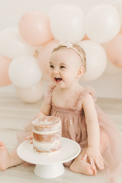 Dusty Rose with Rustic Cake First Birthday Cake Smash Guelph, Ontario by Elle Chic Photography 1 Year Birthday Photoshoot Ideas, First Birthday Photoshoot Ideas, Cake First Birthday, Newborn Milestone, Chic Photography, Onederful Birthday, Baby Birthday Photoshoot, Guelph Ontario, First Birthday Cake Smash