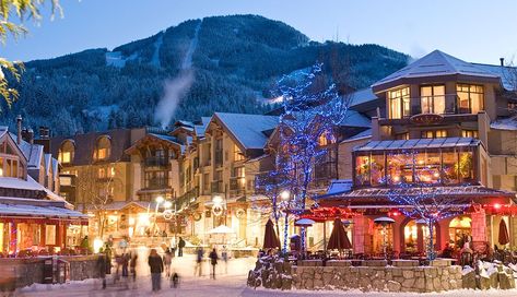 5 Festive Christmas Towns in North America Christmas Towns In The Us, Best Christmas Towns To Visit, Christmas Town Usa, East Coast Christmas Towns, Vancouver Christmas Market, Whistler Village, Christmas Towns, Whistler Canada, Whistler Blackcomb