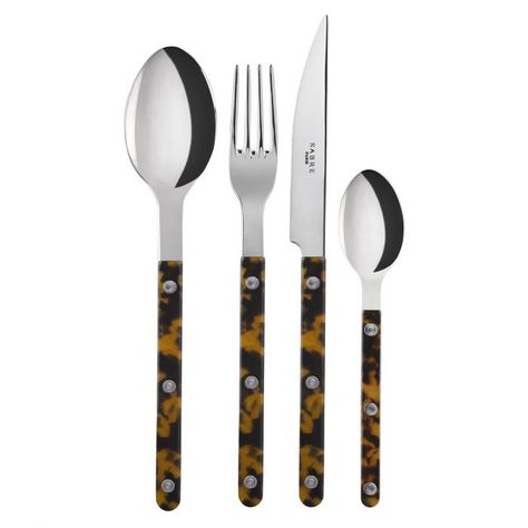 Vary the materials and let your table reflect your personality! Buffalo, horn, tortoiseshell, teak, black dune, ivory dune: which will you choose? Paris Bistro, Table Bistrot, Butter Spreader, God Mat, Salad Fork, Dinner Fork, Cheese Knives, Stainless Steel Flatware, Flatware Set