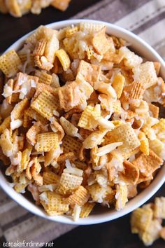 Coconut Trail Mix Recipes, Coconut Snack Recipes, Chex Mix With Golden Grahams, Caramel Chex, Chex Recipes, Meatloaf Burgers, Puppy Chow Chex Mix Recipe, Check Mix, Chex Mix Puppy Chow